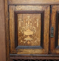 ANTIQUE ITALIAN CIRCA 1880 ROSEWOOD, BOXWOOD INLAY MIRRORED BACK CORNER CABINET