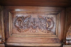 Antique Gothic Renaissance Revival Craved Dragon Buffet Cabinet Cupboard Hutch