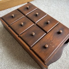 Vintage Wall Hanging Sunburst 7 Drawer Spice Cabinet Wood Knobs Primitive