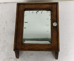 small antique medicine apothecary cabinet beveled glass wood hanging kitchen bat