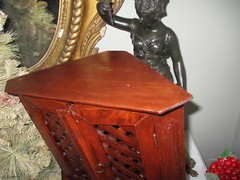 Antique Rare Early American Miniature Mahogany Salesman Sample Corner Cabinet