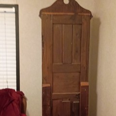 Antique Handmade Wooden Cabinet with Raised Panel Door and Pull Handle