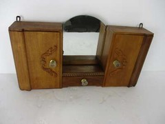 large Double Apothecary Bathroom Medicine Kitchen Cabinet Wood Art deco Gorgeous