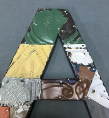 Decorative Salvage Tin Ceiling 12″ Patchwork Metal VTG Letter A Old 272-25B