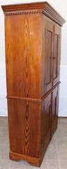Southern Antique Heart Pine Four Panel Door Cabinet with Dental Molding