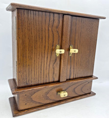 Antique french 1930’s wood smoker cabinet with pipes Art Deco