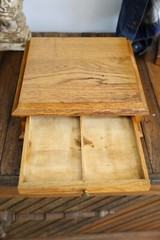 Antique apothecary specimen cabinet hardware parts bin wood drawer dental VTG