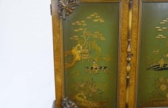 Beautiful Hand-Painted Oriental Cabinet With Elaborate Woodwork- 18″ x 40″ x 66″