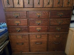 1910 Arts & Crafts large oak file cabinet 78″ tall x 40″ wide x 26″ deep