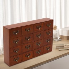 16 Drawers Vintage Tabletop Library Card Catalog Cabinet Apothecary Storage Box