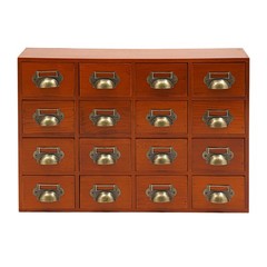 16 Drawers Tabletop Library Card Catalog Cabinet Vintage Apothecary Storage Box
