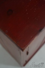 L71161: Country Red Paint Decorated Step Back Cupboard Hutch