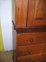 Antique Pine Two Part Step Back Cupboard Primitive Farm House Cabinet w/ Drawers