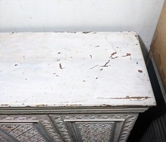 Vintage Shabby Chic Painted Floral Carved Wood Cabinet – Morrocan Indian Shelf