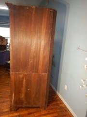 Antique Corner Cupboard Cabinet Walnut Divided Glass Door