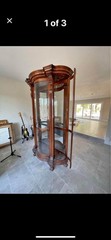 PAIR OF ANTIQUE AMERICAN OAK CHINA CURIO CABINETS C 1895. BUY 1 OR BOTH