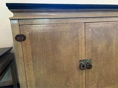 Vintage Asian Inspired Cabinet/Credenza with Black Laminate Top – MCM 1950s