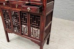 19th Century Chinese Kitchen Cabinet, Pantry or Cupboard With Fretwork Motif
