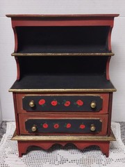 Vintage Salesman’s Sample Wood Hutch Buffet / Doll Sized 15″ Country Folk Art