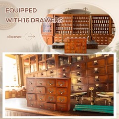 16 Drawer Wood Apothecary Cabinet Library Card Catalog File Organizer Vertical