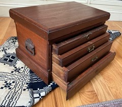 Antique Apothecary Wooden Cabinet Box with Multiple drawers Brass Hardware