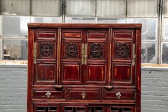 19th Century Chinese Kitchen Cabinet, Pantry or Cupboard With Fretwork Motif