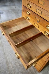 Antique apothecary Map Cabinet Flat File Wood drawer Brass Pulls industrial VTG