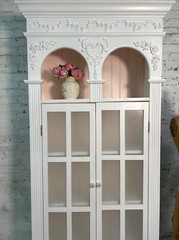 Painted Cottage Shabby Chic French Bookcase / China Hand Made Display Cabinet