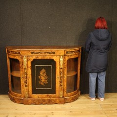 English sideboard furniture cabinet in inlaid wood antique style 20th century