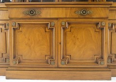 Karges Fine Fruitwood Mid Century Modern Beveled Glass Breakfront Cabinet MINT