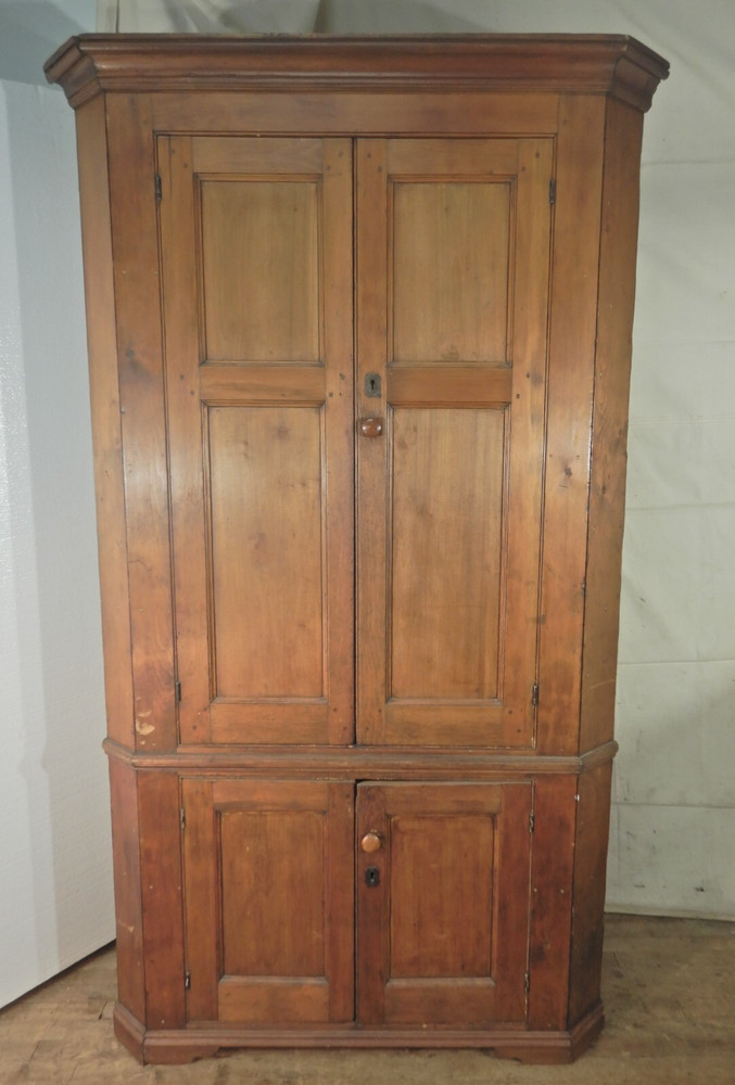 Antique Primitive Corner Cupboard Cabinet Panel 4 Door Pine Rustic