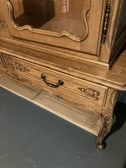 French Country Style Vintage Oak China Display Cabinet