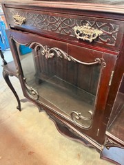 Antique English Victorian Ebony Etagere Display Curio Cabinet