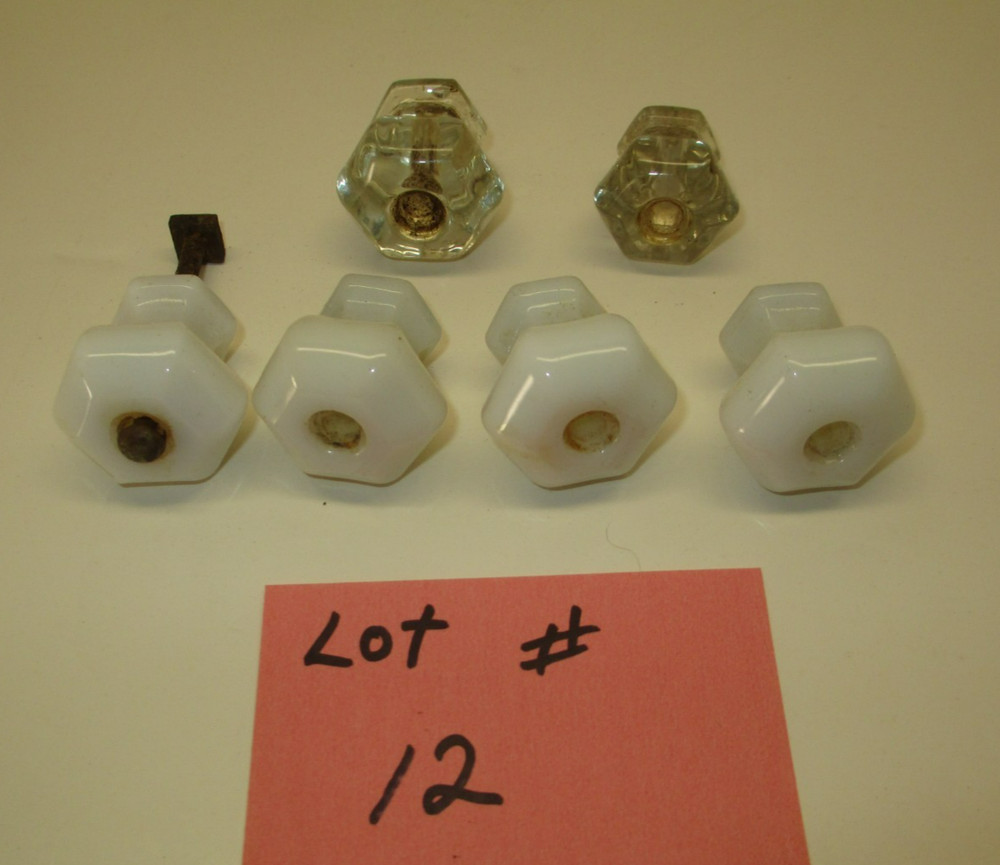 VINTAGE HOOSIER CABINET GLASS DRAWER PULL / KNOB LOT # 12