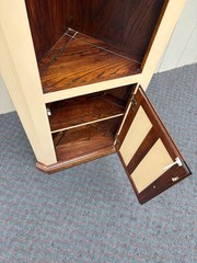67870 Tall Rustic Corner Cabinet with Dual Tone Finish and Shelves