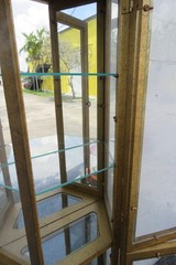 Hollywood Regency Tall Narrow Antique Gold Display Shelf Cabinet 6066