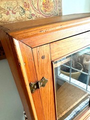 Vtg Wood Display Cabinet | Glass Door Display Cabinet | Apothecary Wood Cabinet