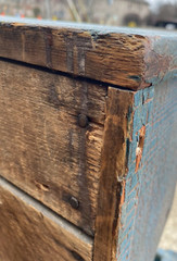 Antique 19th Cent Primitive Pine Blue Painted Cupboard Grain Box Sink we Deliver