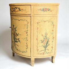 Vintage Hand Painted Half-Moon Cabinet