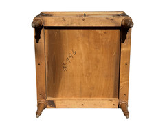 Vintage French Walnut & Burl Wood Side Cabinet Table w/ Brass Accents