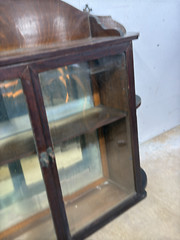 Antique tiger oak quarter sawn hanging cabinet curio keys beveled glass