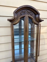 67728 Butler Traditional Oak Curio Cabinet with Glass Shelves