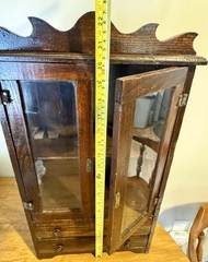 Antique Child’s Toy China Cabinet 22”x 12”x6.25” W/ Drawers & Glass Doors