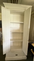 Tall Antique Painted Heart Pine Cupboard Cabinet Bead Board