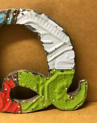 Decorative Salvaged Tin Ceiling 8″ Patchwork Mix Color Letter Q Metal 162-26B