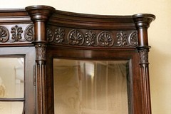 19th Century English Adams Style Vitrine Cabinet With Custom Linen Interior