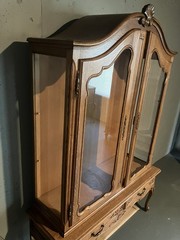 French Country Style Vintage Oak China Display Cabinet