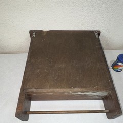 Antique Wooden Wall Cupboard Handmade Glass Door Shelf Brown Stained 16x14x7in