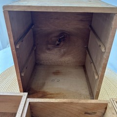 1950s Fred Robert’s Wooden Small Cabinet Box w 3 Drawers Spices Jewelry Recipes