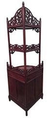 Vintage Chinese Solid Rosewood Corner Etagere Cabinet Carved Whatnot Shelf Heavy